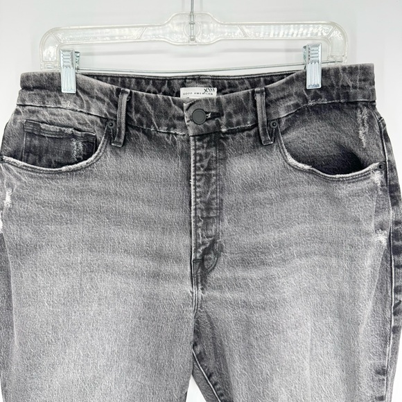 Good American Good Girlfriend High Waist Straight Leg Jeans In Black217 Sz 10/30 - Picture 5 of 12